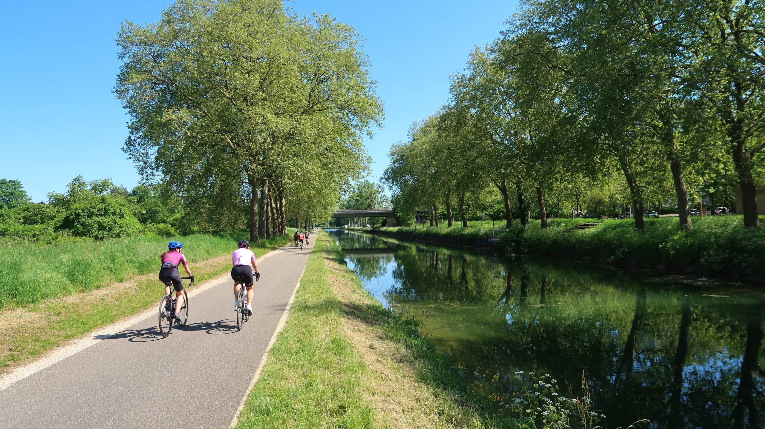 Groupe de cyclistes de l’ASPTT Grand Lyon en sortie sur les routes de la région lyonnaise