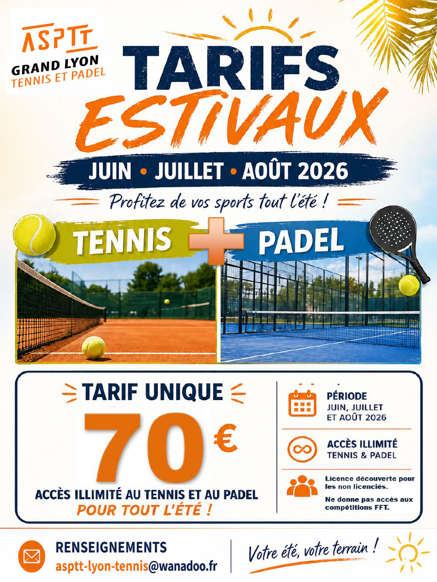 tarifs estivaux tennis et padel